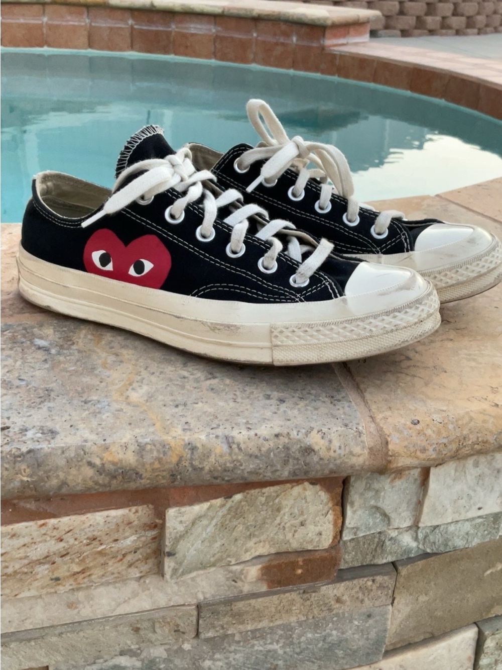 Converse Kids Black Canvas Sneakers with Red Heart Graphic